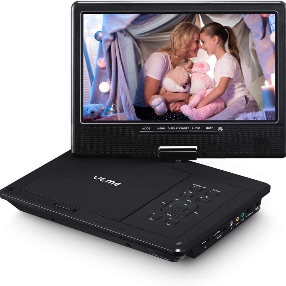 UEME Portable DVD Player for Car with 10.1" HD Swivel Display Screen, Car Charge